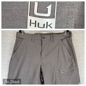 Huk outdoor fishing performance Shorts‎ Men L/34 Gray Zip Pocket